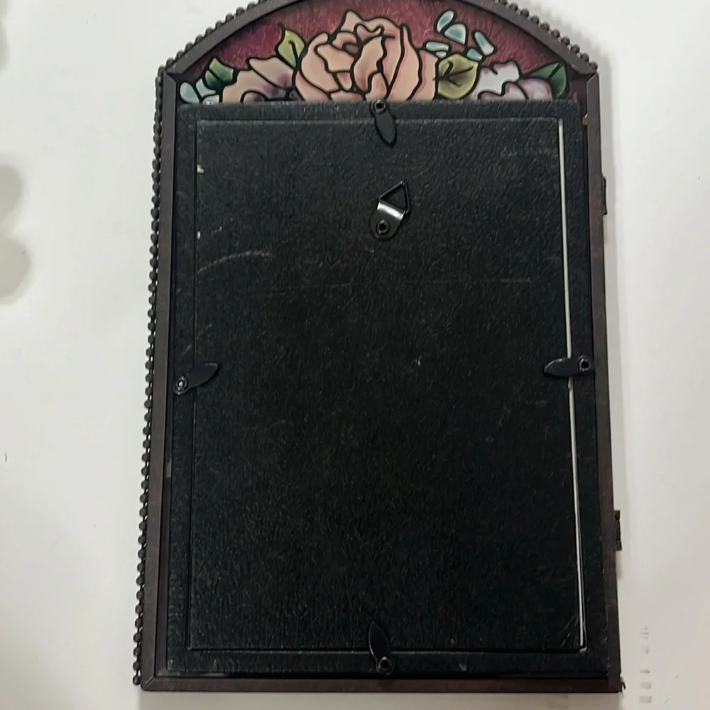 Vintage Stained Glass Bifold Floral Picture Frame